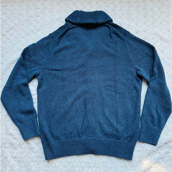 Banana Republic Mens Cotton Slub Shawl Texture Yoke Heather Blue Button Cardigan - Picture 6 of 10